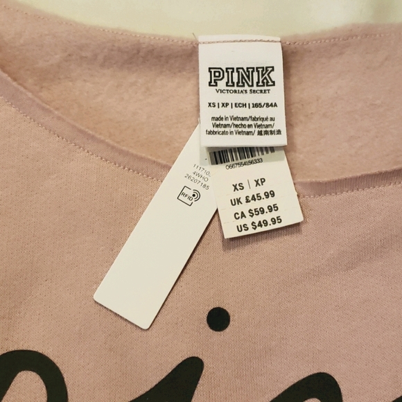 PINK Open Neck Crew Script Logo GIFTED - Picture 2 of 3